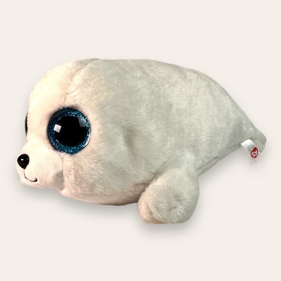Ty Beanie Boo ICY White Seal PuP 12” 2016 Plush Blue Sparkling Eyes NWOT Mint - Picture 9 of 14